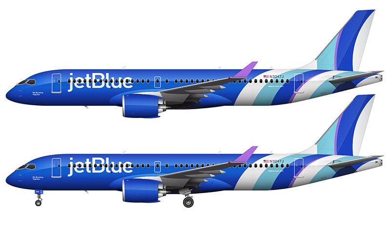 JetBlue Airways Airbus A220-300 Illustration (Hops Livery