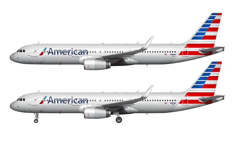 American Airlines Airbus A321 With Winglets Illustration