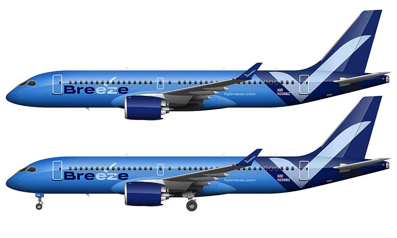 Breeze Airways Airbus A220-300 Illustration