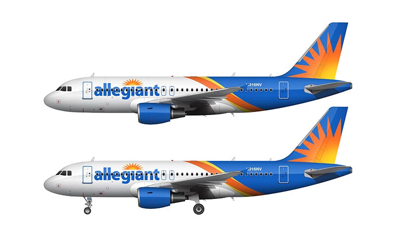 Allegiant Air Airbus A319 Illustration (Revised Sun Burst Livery)