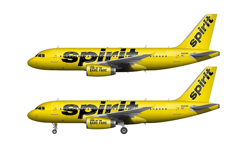 Spirit Airlines Airbus A319 Illustration (Yellow Livery)