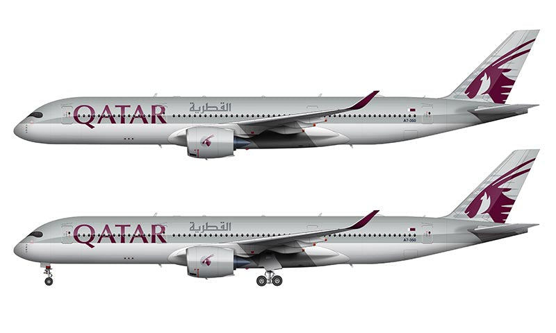 Qatar Airways Airbus A350-900 Illustration