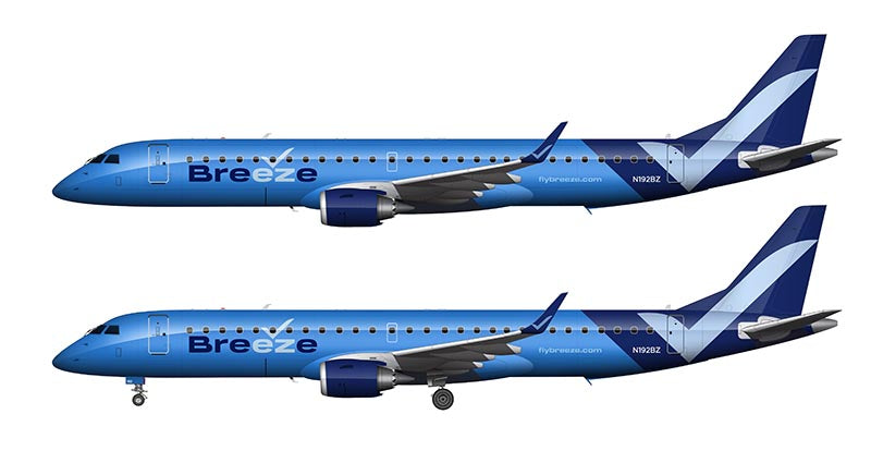 Breeze Airways Embraer 195 Illustration