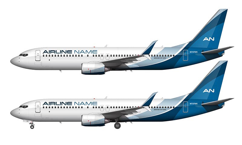 Boeing 737-800 with Generic Blue Wave Livery Illustration