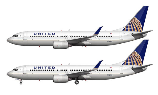 United Airlines Boeing 737-824 Illustration (Continental Globe Livery)