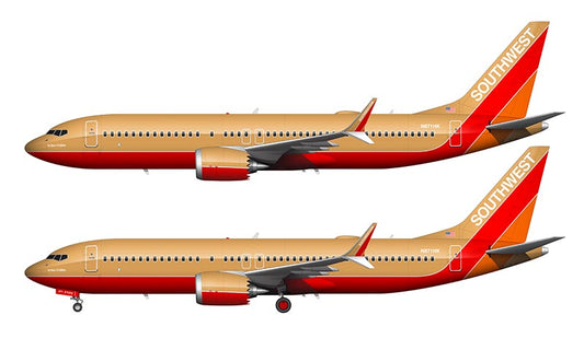 Southwest Airlines Boeing 737-8 MAX Illustration (Herbert D. Kelleher / Desert Gold Livery)