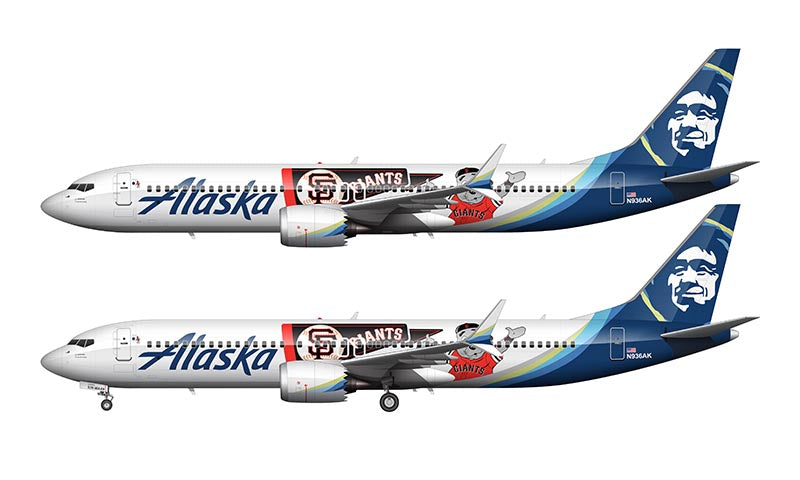 Alaska Airlines 737-9 MAX (San Francisco Giants Livery) Illustration