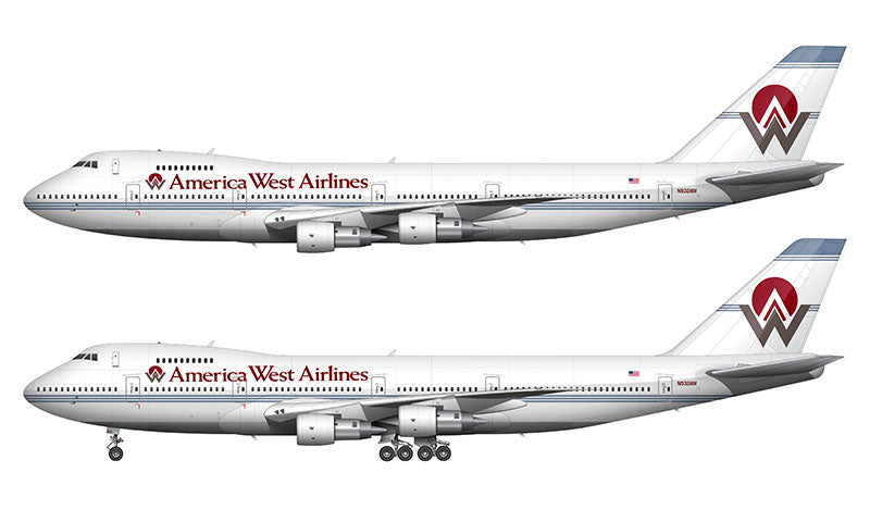 America West Airlines Boeing 747-206B Illustration