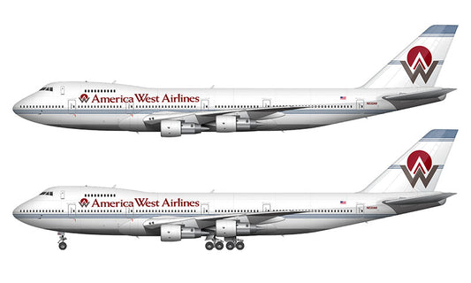 America West Airlines Boeing 747-206B Illustration