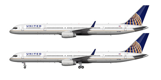United Airlines Boeing 757-33N Illustration (Continental Globe Livery)