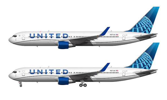 United Airlines Boeing 767-322/ER with Winglets Illustration (2019 Livery)