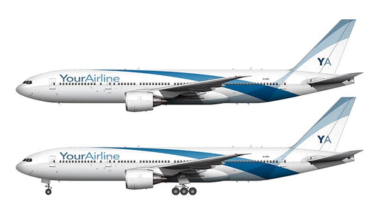 Boeing 777-200 with Generic Blue and White Wave Livery Illustration