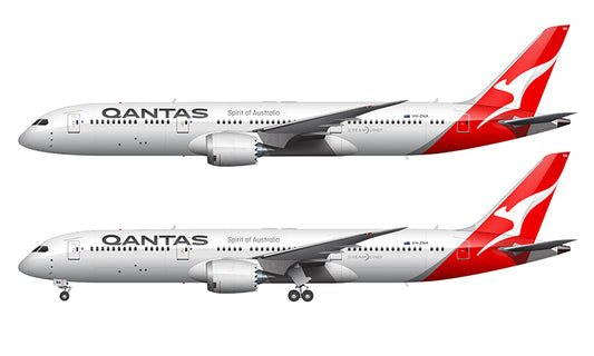 Qantas Boeing 787-9 Illustration (Silver Roo Livery)