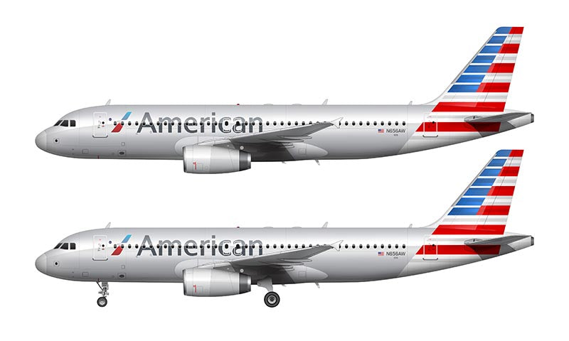 American Airlines Airbus A320 Illustration