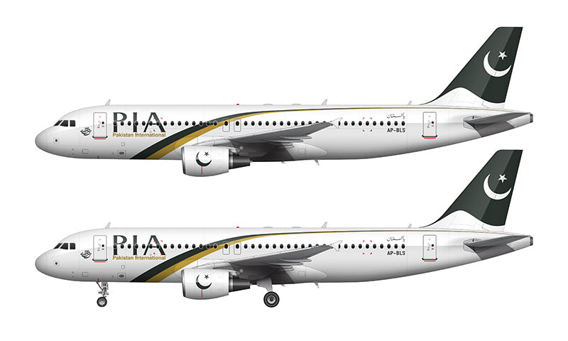 Pakistan International Airlines Airbus A320-214 Illustration (2010 Livery)
