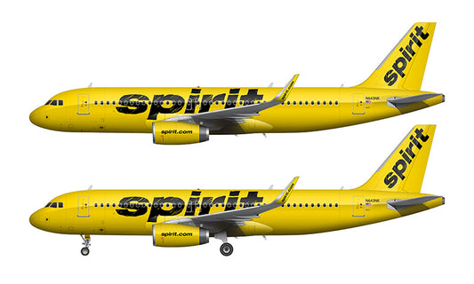 Spirit Airlines Airbus A320 with Sharklets Illustration (2014 Livery)