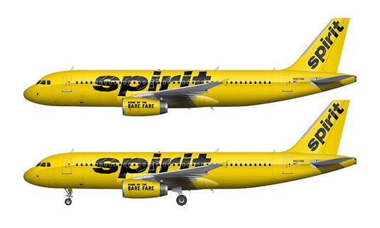 Spirit Airlines Airbus A320 Illustration (2014 Livery)