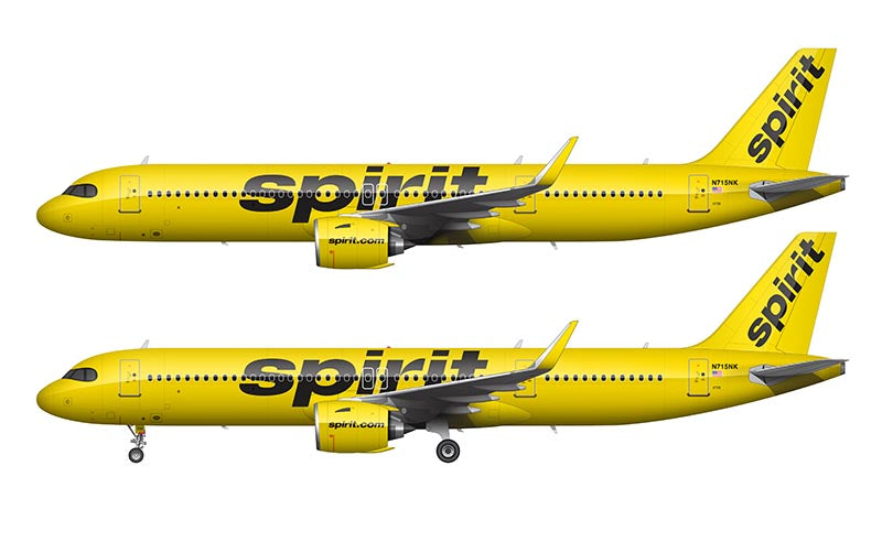 Spirit Airlines Airbus A321-271NX Illustration