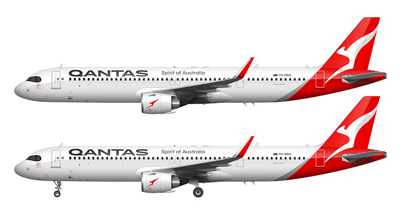 Qantas Airbus A321-251NXLR Illustration