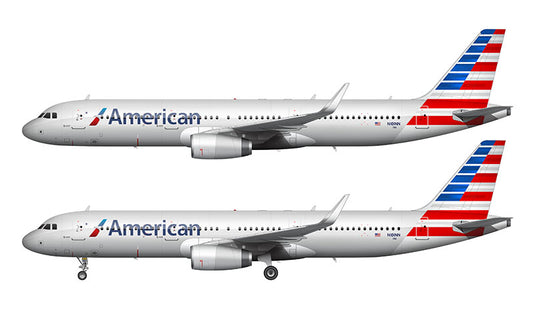 American Airlines Airbus A321 With Winglets Illustration