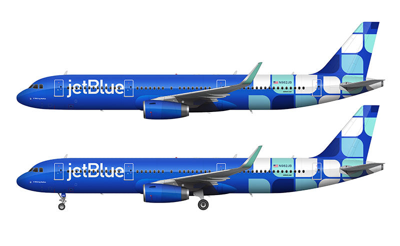 JetBlue Airbus A321-231 Illustration (Mint Leaves Livery) – NorebboStock