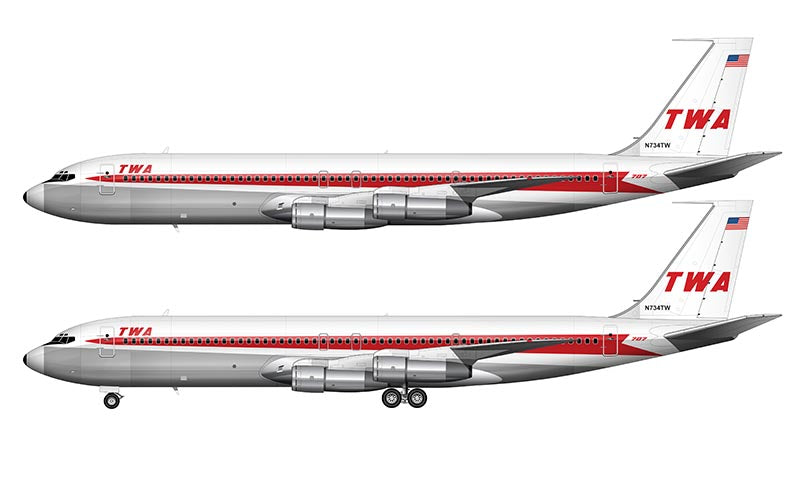 Trans World Airlines Boeing 707-320 Illustration (Arrowhead Livery)