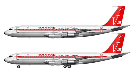 Qantas Boeing 707-338C Illustration (V-Jet Livery)