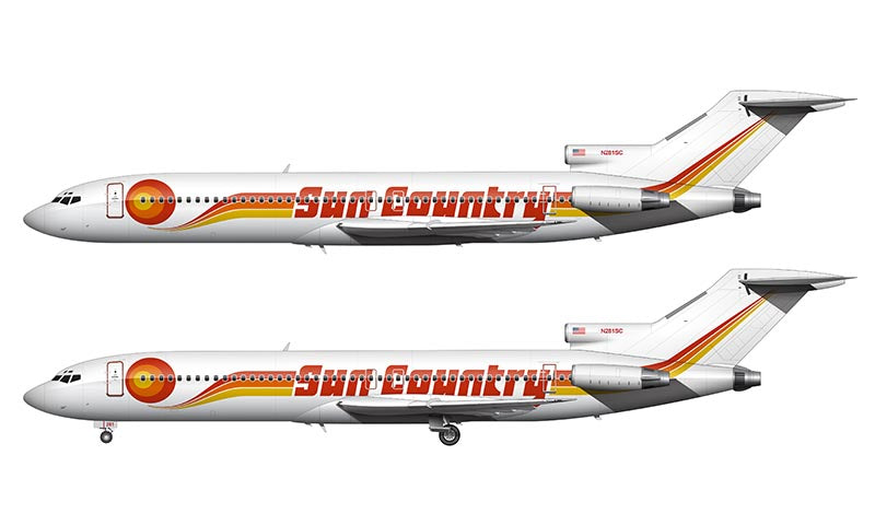 Sun Country Airlines Boeing 727-259/Adv Illustration (First Livery)