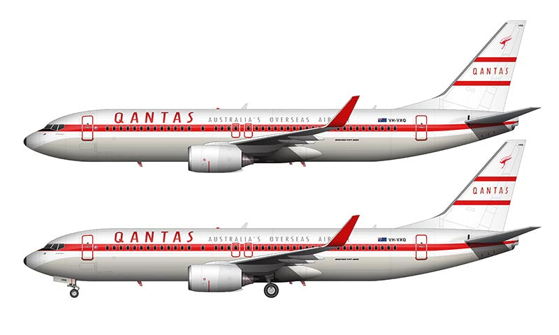 Qantas Boeing 737-823 Illustration (Retro Roo II Livery)