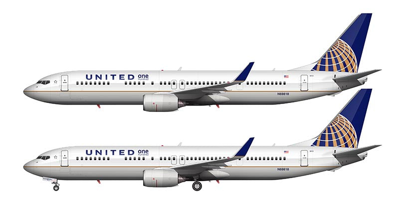 United Airlines Boeing 737-924/ER Illustration (One Hundred Decal)