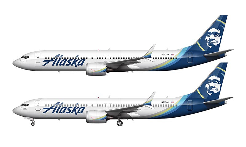 Alaska Airlines Boeing 737-9 MAX Illustration – NorebboStock