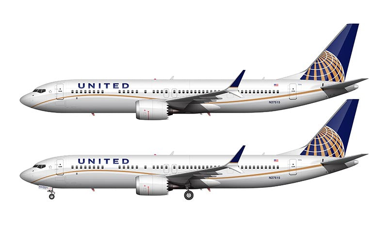 United Airlines Boeing 737-9 MAX Illustration