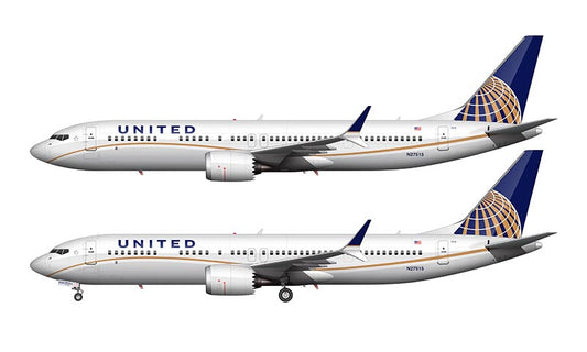 United Airlines Boeing 737-9 MAX Illustration (Continental Globe Livery)