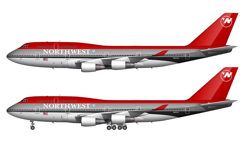 Northwest Airlines Boeing 747-422 Illustration (Bowling Shoe Livery)