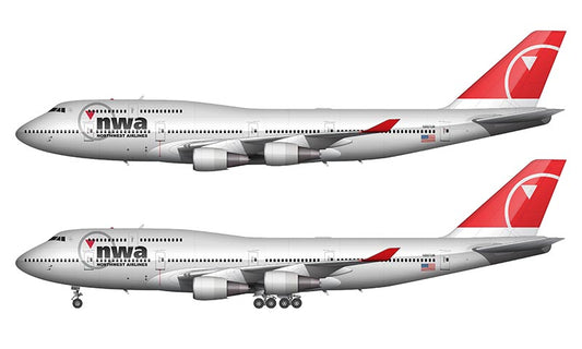 Northwest Airlines Boeing 747-422 Illustration (Silver Livery)
