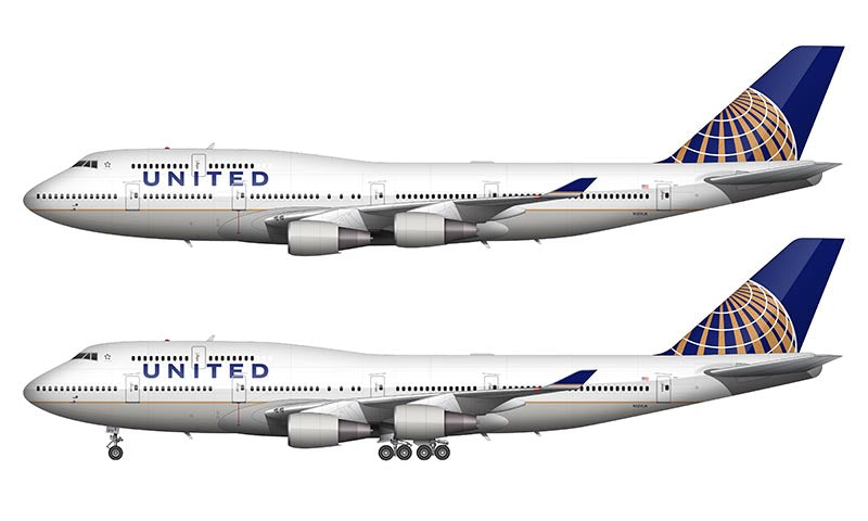 United Airlines Boeing 747-422 Illustration (Continental Globe Livery)