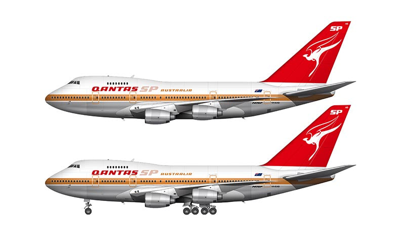 Qantas Boeing 747SP-38 Illustration (Flying Kangaroo Livery)