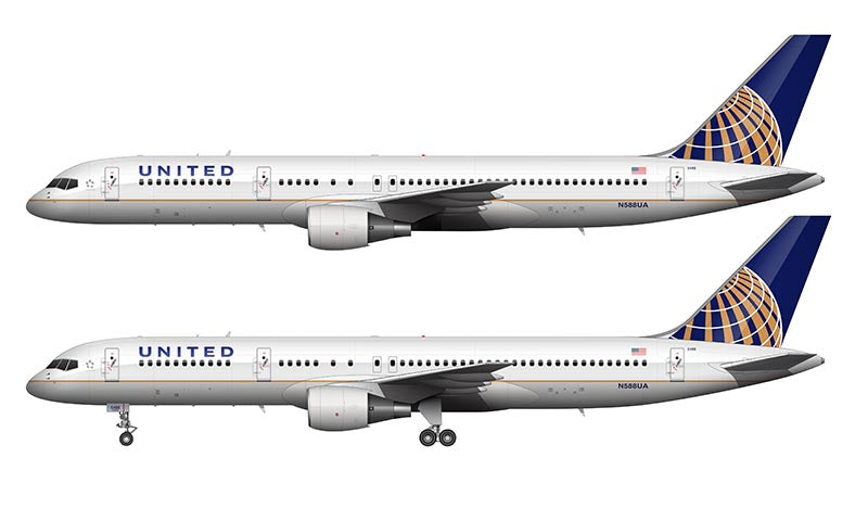 United Airlines Boeing 757-200 Illustration (Continental Globe Livery)