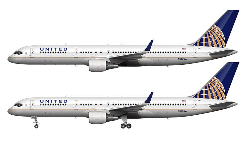 United Airlines Boeing 757-200 With Winglets Illustration (Continental Globe Livery)