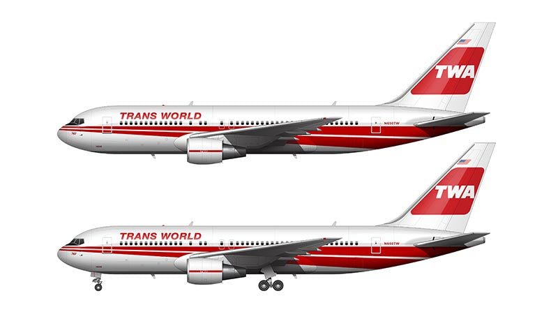 Trans World Airlines Boeing 767-205 Illustration