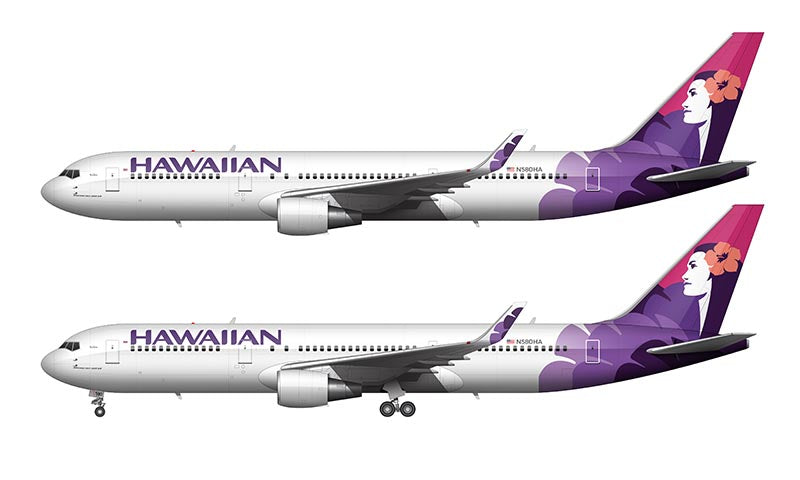 Hawaiian Airlines Boeing 767-300 With Winglets Illustration