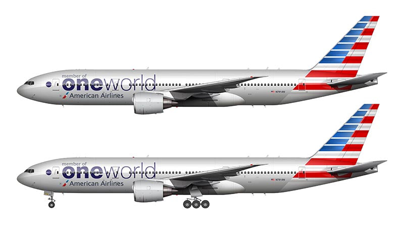 American Airlines Boeing 777-200 Illustration (One World Livery)
