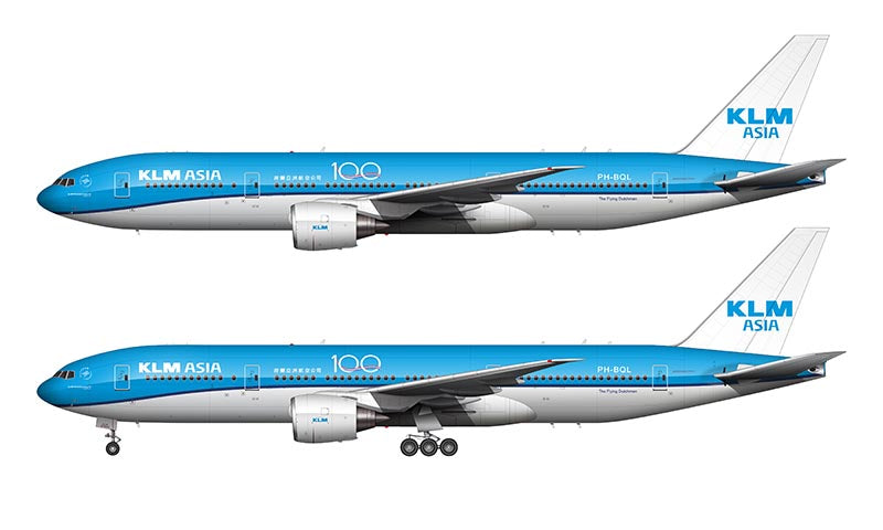 KLM Asia Boeing 777-200 Illustration (Drop Nose Livery / 100 Years Decal)