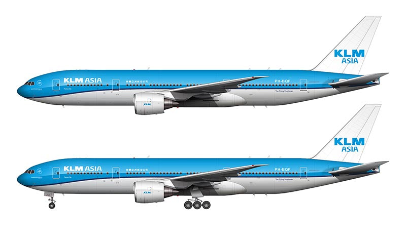 KLM Asia Boeing 777-200 Illustration (Drop Nose Livery)
