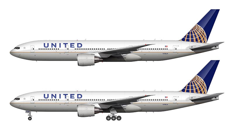 United Airlines Boeing 777-224/ER Illustration (Continental Globe Livery)