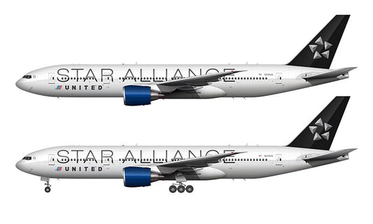 United Airlines Boeing 777-224/ER Illustration (Star Alliance Livery)