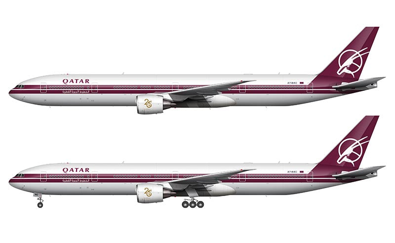 Qatar Airways Boeing 777-39DZ/ER Illustration (Retro Livery)