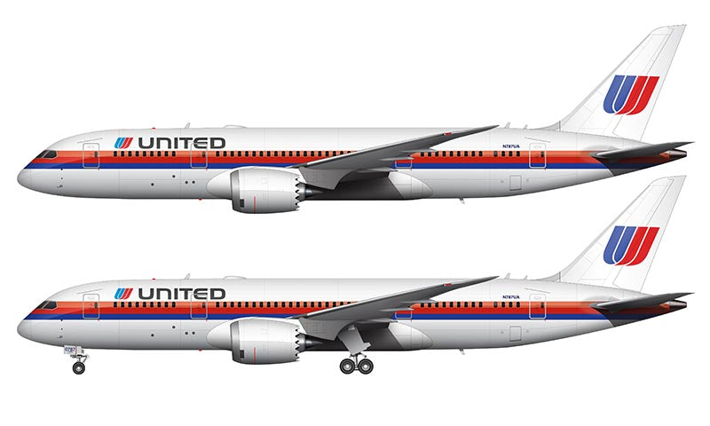 United Airlines Boeing 787-8 Illustration (Saul Bass Livery)