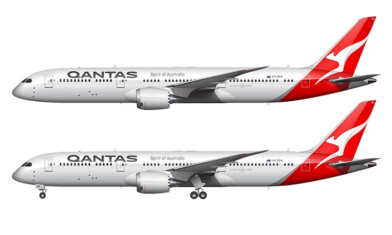 Qantas Boeing 787-9 Illustration (Silver Roo Livery)