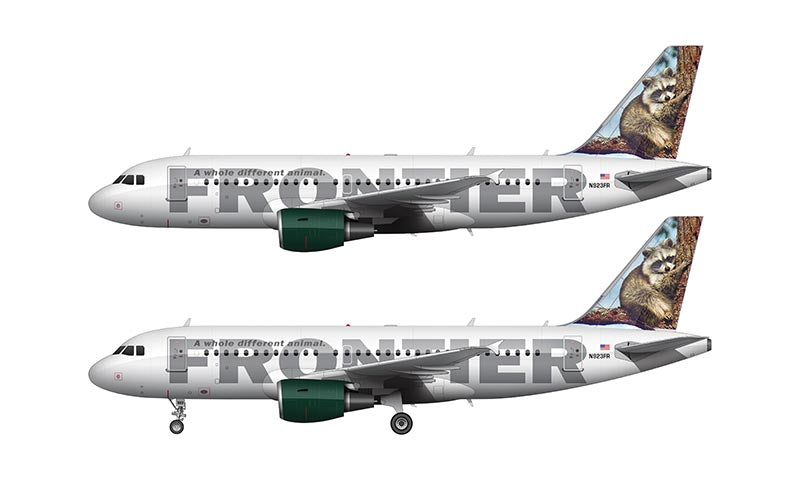 Frontier Airlines Airbus A319 Illustration (Rudy the Raccoon Livery)